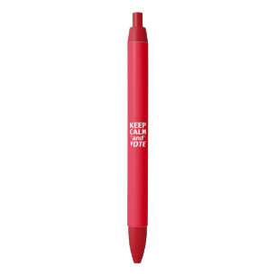 Caneta Preta "Fique calmo e vote" - branco vermelho