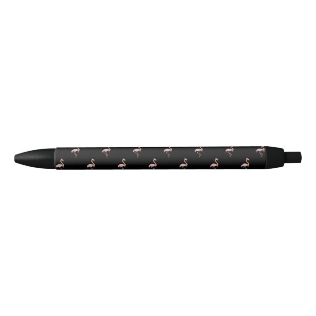 Caneta Preta Flamingo Rosa Adorável Com Chapéu de Papai Noel, P (Frente)