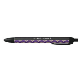 Caneta Preta Fleur de Lis, Beige on Purple, Royal, Your Name