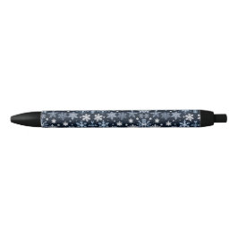 Caneta Preta Flocos de neve Design azul-de-inverno