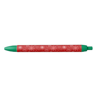 Caneta Preta Flocos de neve no fundo vermelho