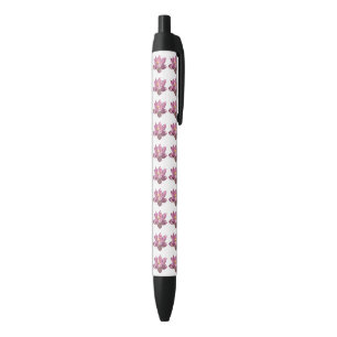 Caneta Preta Flor de Lótus Rosa IV