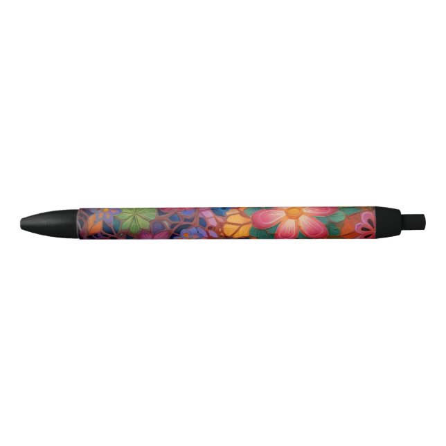 Caneta Preta Flor Divertido (Frente)