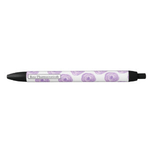 Caneta Preta Flor personalizada do roxo da aguarela