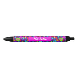 Caneta Preta Flor Personalizado Floral Personalizado