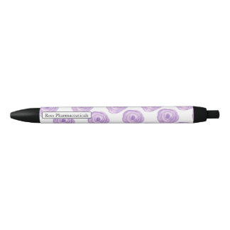 Caneta Preta Flor Roxo Personalizado Por Aquarela