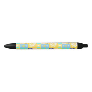 Caneta Preta Flor Simples e Elegante em Bloco Amarelo