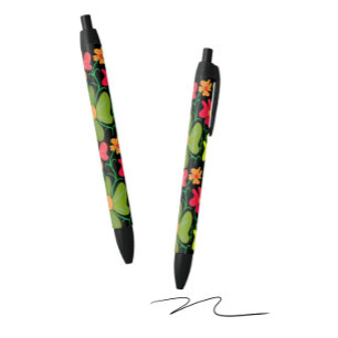 Caneta Preta Floral