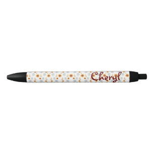 Caneta Preta Floral de volta à escola