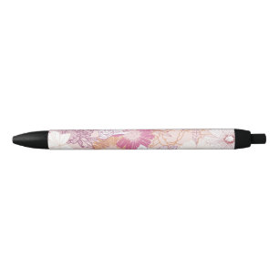 Caneta Preta Floral Sem Costura 