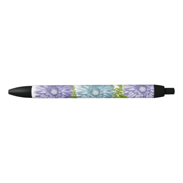 Caneta Preta Flores Blue Floral Gerbera Daisy (Frente)