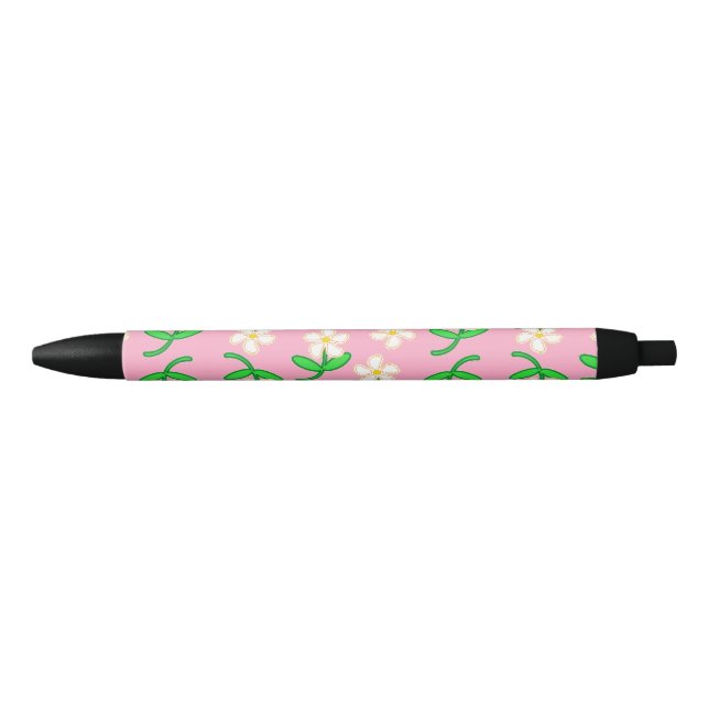Caneta Preta Flores brancas a rosa (Frente)