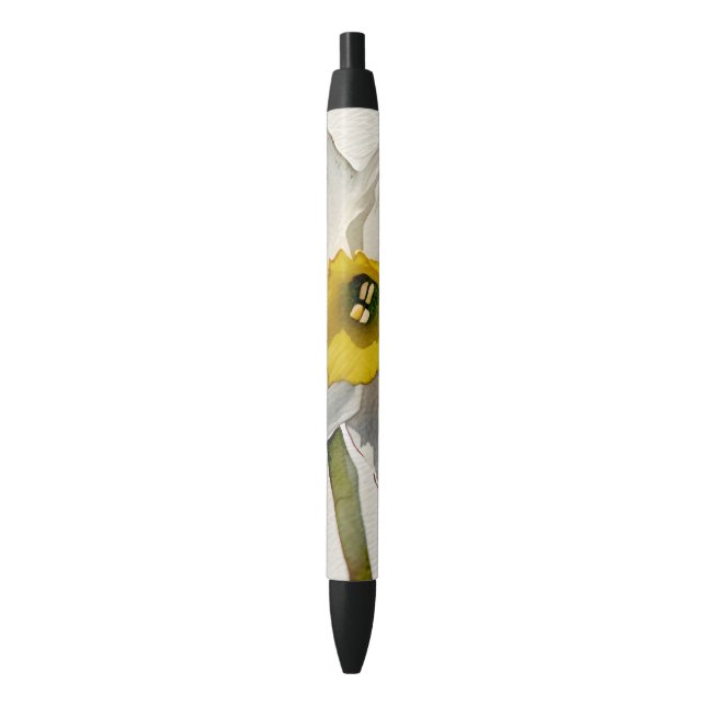 Caneta Preta Flores de Íris em Aquarela Moderna (Frente Vertical)