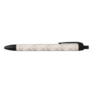Caneta Preta Flores de Margarida Bege Estética Floral Ditsy Beg