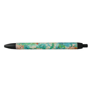 Caneta Preta Flores de Rosa de Vintage Green Botanical Summer G