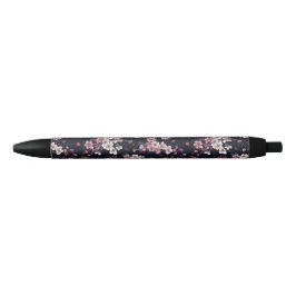 Caneta Preta Flores de Sakura Rosa Negra, Design de padrão,