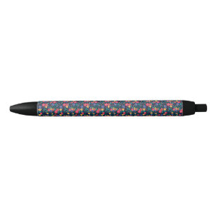 Caneta Preta Flores Decorativas E Folhas Padrão-48675