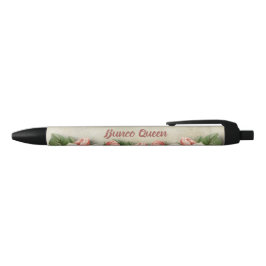Caneta Preta Flores do vintage do jogador de Bunco do monograma