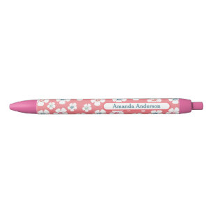 Caneta Preta Flores Pretty Daisy Personalizadas