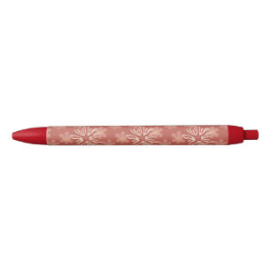 Caneta Preta Flores Retro Rosa Dusty - Padrão Botânico Suave