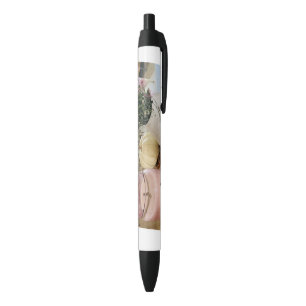 Caneta Preta Flores rosa a tinta preta