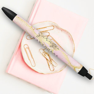 Caneta Preta Folha de Ouro Rosa Cinzenta Cinzenta com Script Mo