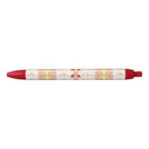 Caneta Preta Folhas de Aquarela Pintadas à Mão Apple Rosh Hasha
