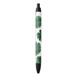 Caneta Preta Folhas pintados mão tropicais da planta do queijo