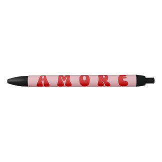Caneta Preta Fonte de Bolha AMORE Rosa e Vermelho Retro dos Ano