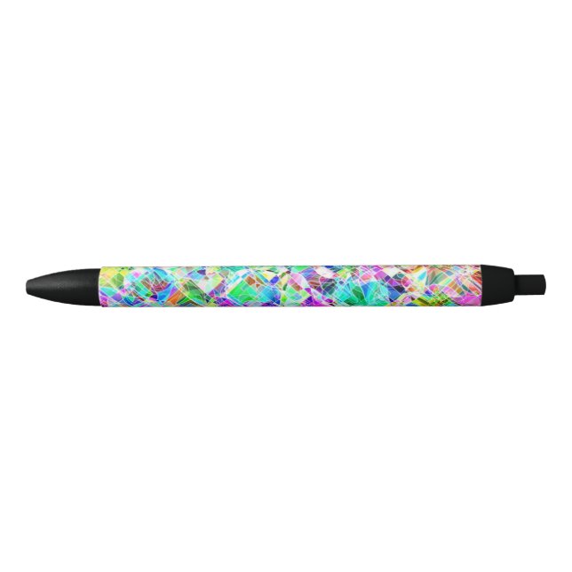 Caneta Preta Fragmentos coloridos, design (Frente)