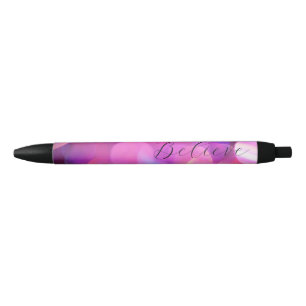 Caneta Preta Fundo "Acredite" Roxo Sparkle