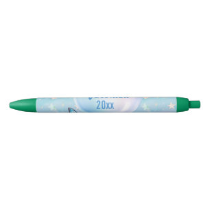 Caneta Preta Fundo de Estrelo de Gradiente Cor-de-Rosa Azul