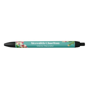 Caneta Preta Fundo de Petunia Branca Cor-de-Água Turquesa Cor-d