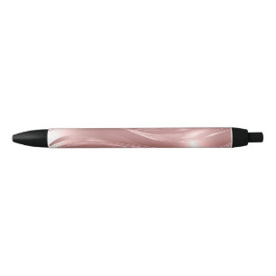 Caneta Preta Fundo Elegante com Brilho Rosa e Onda Metálica