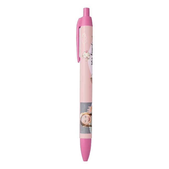 Caneta Preta Fundo rosa & garota doce  (Topo (Vertical))