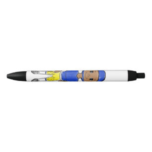 Caneta Preta futebolista retrô vintage azul amarelo simples