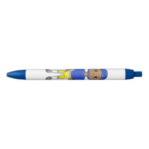 Caneta Preta futebolista retrô vintage azul amarelo simples