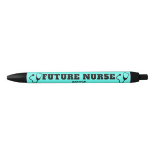 Caneta Preta Futuro Enfermeiro Stethoscope Aqua Teal Personaliz