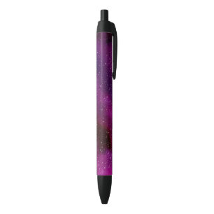 Caneta Preta Galáxias de Aquarela rosa púrpura