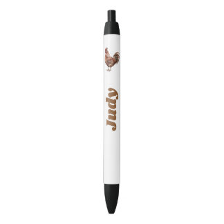 Caneta Preta Galo Caipira Nome Personalizado