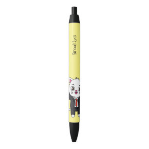 Caneta Preta Gatinho fofo de terno desenho animado