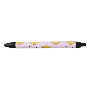 Caneta Preta Gatinho princesa em roxo