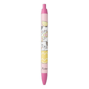Caneta Preta Gatinhos de Cute de Nome Personalizado
