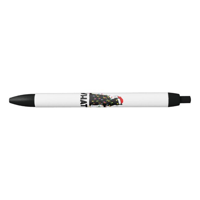 Caneta Preta Gato Negro Engraçado Puxando Árvore De Natal Por C (Frente)