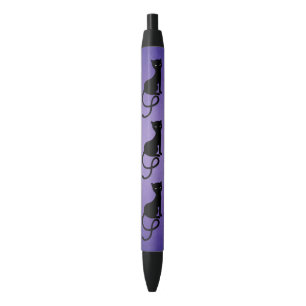 Caneta Preta Gato preto mau gracioso roxo