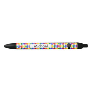 Caneta Preta Gay LGBTQ - Silhute Man e Rainbow Men Personalizad