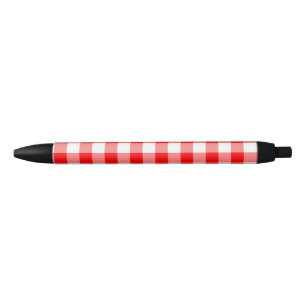 Caneta Preta Gingham Vermelho Brilhante Personalizado