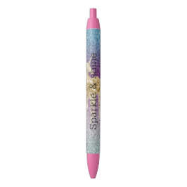 Caneta Preta Girly Aqua Purple Mint Pink Glitter ombre Unicorn