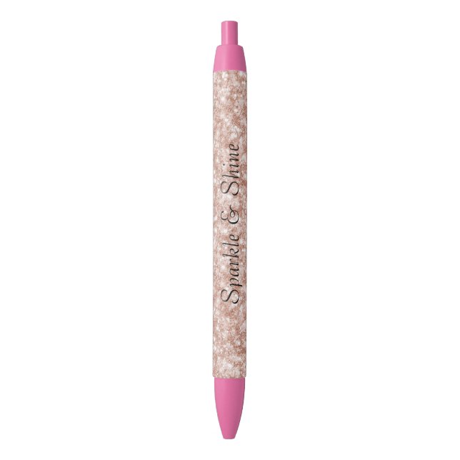 Caneta Preta Girly Blush Pink Glitter (Frente Vertical)