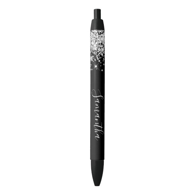 Caneta Preta Girly Signature Sparkly Silver Glitter (Frente Vertical)